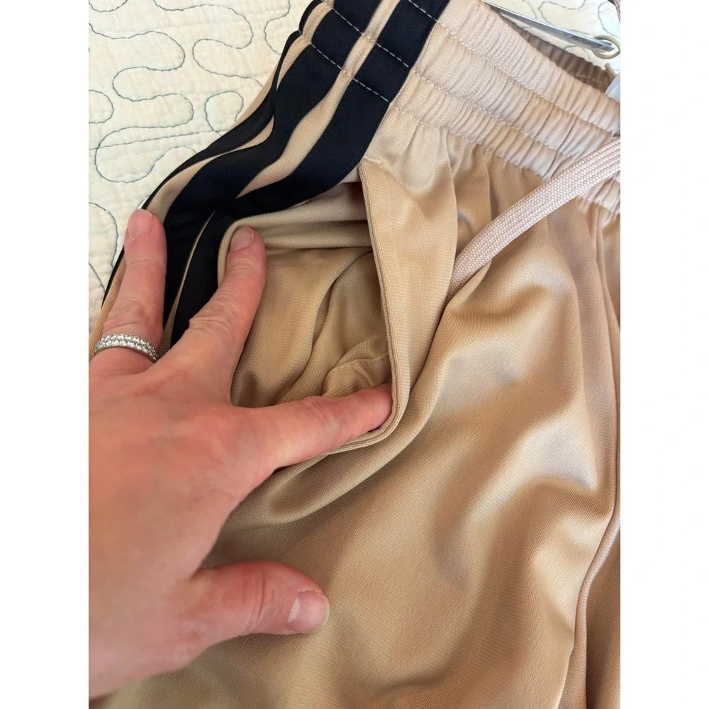 Adidas Mens 3-Stripes Training‎ Pants Warm Sandstone Tan Black Size Small